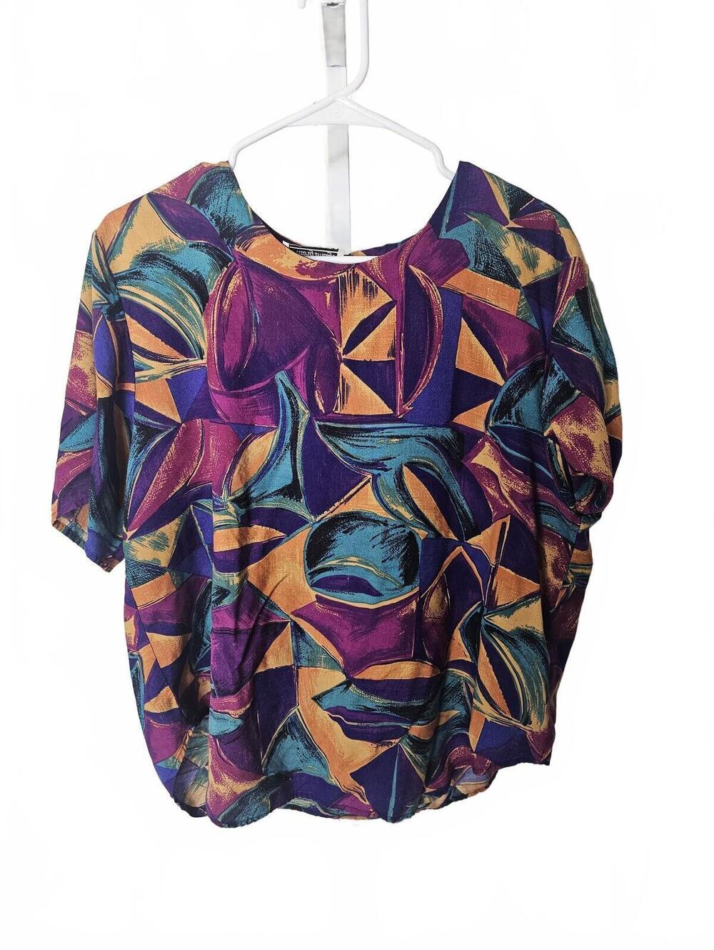 Vintage Abstract Print Blouse